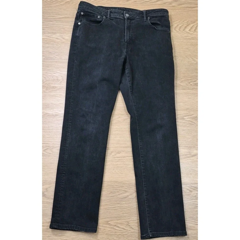 American Eagle Jeans Mens 38x33 Black Original Straight Mid Rise Airflex Denim